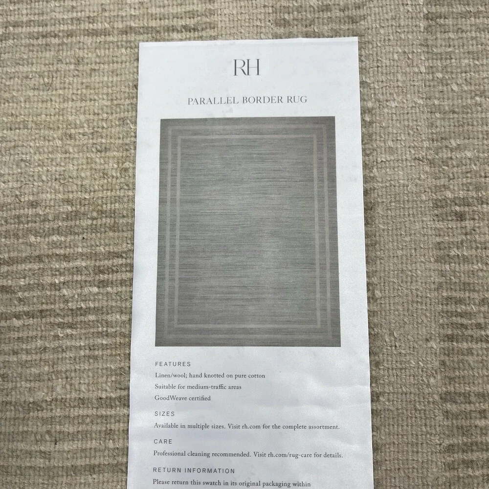 Restoration Hardware Oatmeal Parallel Border Sample Rug